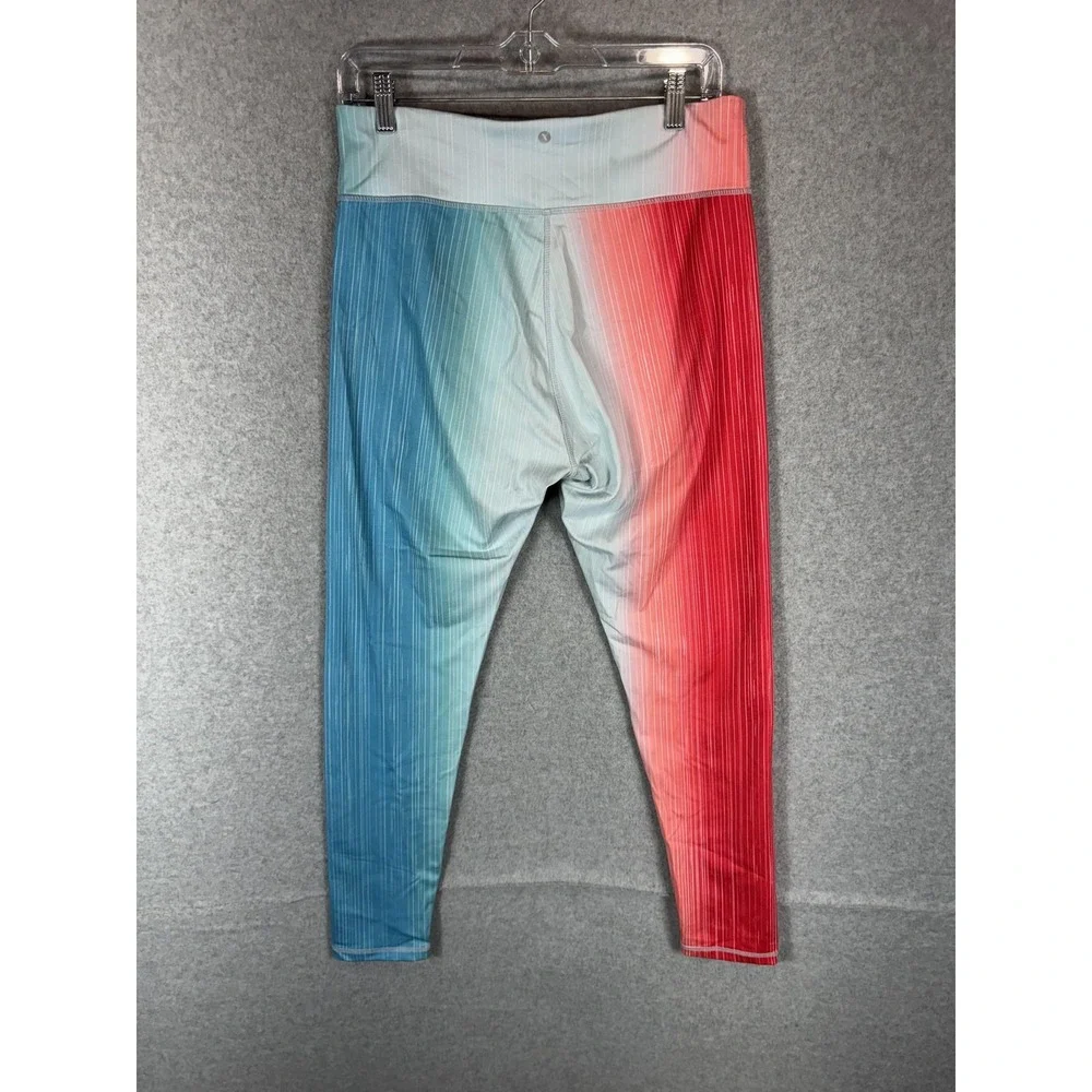 Xersion Leggings Womens Large Red Blue Ombre High Rise Yoga Pants Athletic Gym